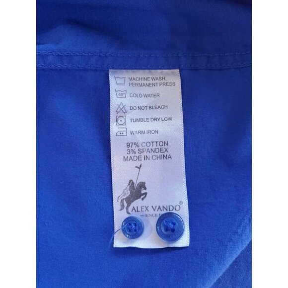 Alex Vando Mens XL Button-Down Dress Shirt Blue 97% Cotton 3% Spandex - Picture 3 of 5